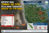 Hotspot Riau Tembus 265 Titik, Pelalawan Terbanyak dengan 120 Titik Panas