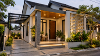 9 Inspirasi Teras Rumah Type 36 dengan Roster, Tanaman, dan Lantai Minimalis