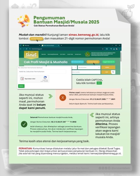 Cek Daftar Penerima Bantuan Masjid dan Musala 2025 di simas.kemenag.go.id