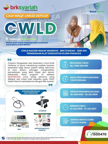 BRK Syariah dan Wakaf Warrior Hadirkan CWLD, Wujudkan Wakaf Produktif untuk Pengadaan Alat Kesehatan di Batam