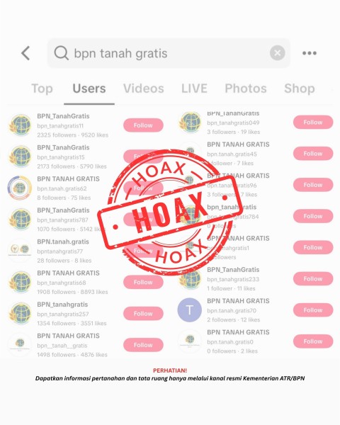Hoaks “BPN Tanah Gratis” Beredar di TikTok, Kementerian ATR/BPN Imbau Masyarakat Waspada