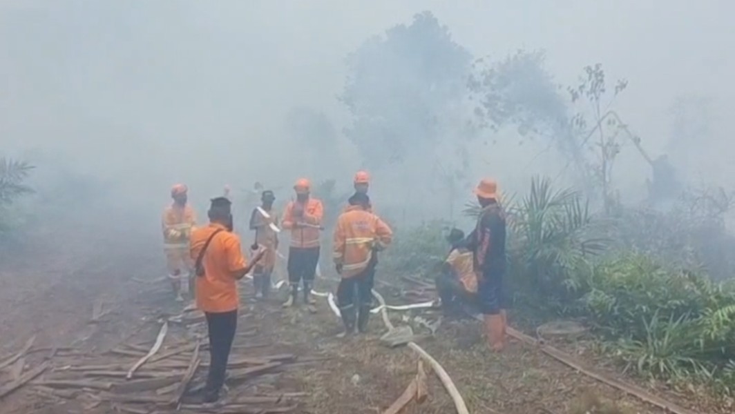 Api Mengganas di Rimbo Panjang! Lahan Gambut Terbakar, Permukiman dan Ponpes Terancam
