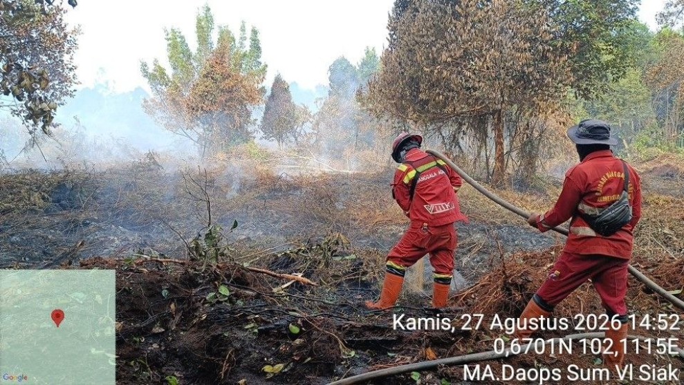 Karhutla Gambut di Dayun Siak Belum Padam, Api Masih Aktif di Lahan 10 Hektare