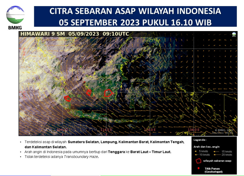 Jumlah Hotspot di Sumatera 543, Sumsel 386, Jambi dan Riau 8 Titik