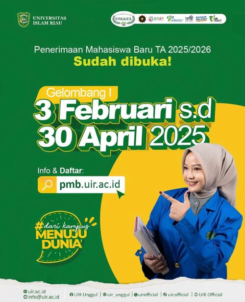 UIR Buka Pendaftaran Mahasiswa Baru Tahun Ajaran 2025/2026, Siapkan Tiga Gelombang Seleksi