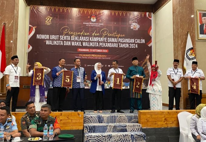 Pilwako Pekanbaru 2024, Ini Nomor Urut Pasangan Calon Walikota Pekanbaru, Muflihun Nomor 1, Agung Nugroho Nomor 5