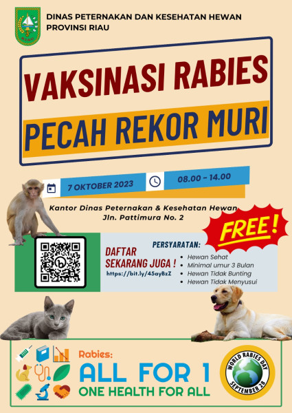 Catat Tanggalnya, Pemprov Riau Akan Gelar Vaksinasi Rabies Gratis, 7 Oktober Mendatang