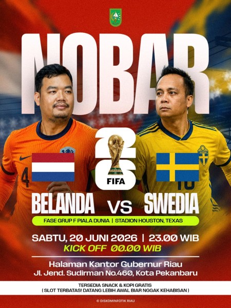 Pemprov Riau Gelar Nobar Piala Dunia 2026 di Kantor Gubernur, Warga Bisa Nikmati Snack dan Kopi Gratis